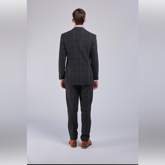 Mens Two Button Tweed Wool Stripe 3 Pieces Suit‎ Set Wedding Formal Business - Picture 2 of 12